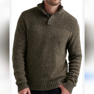 NWT Alesbury wool blend quarter button mockneck heavy sweater in military melt